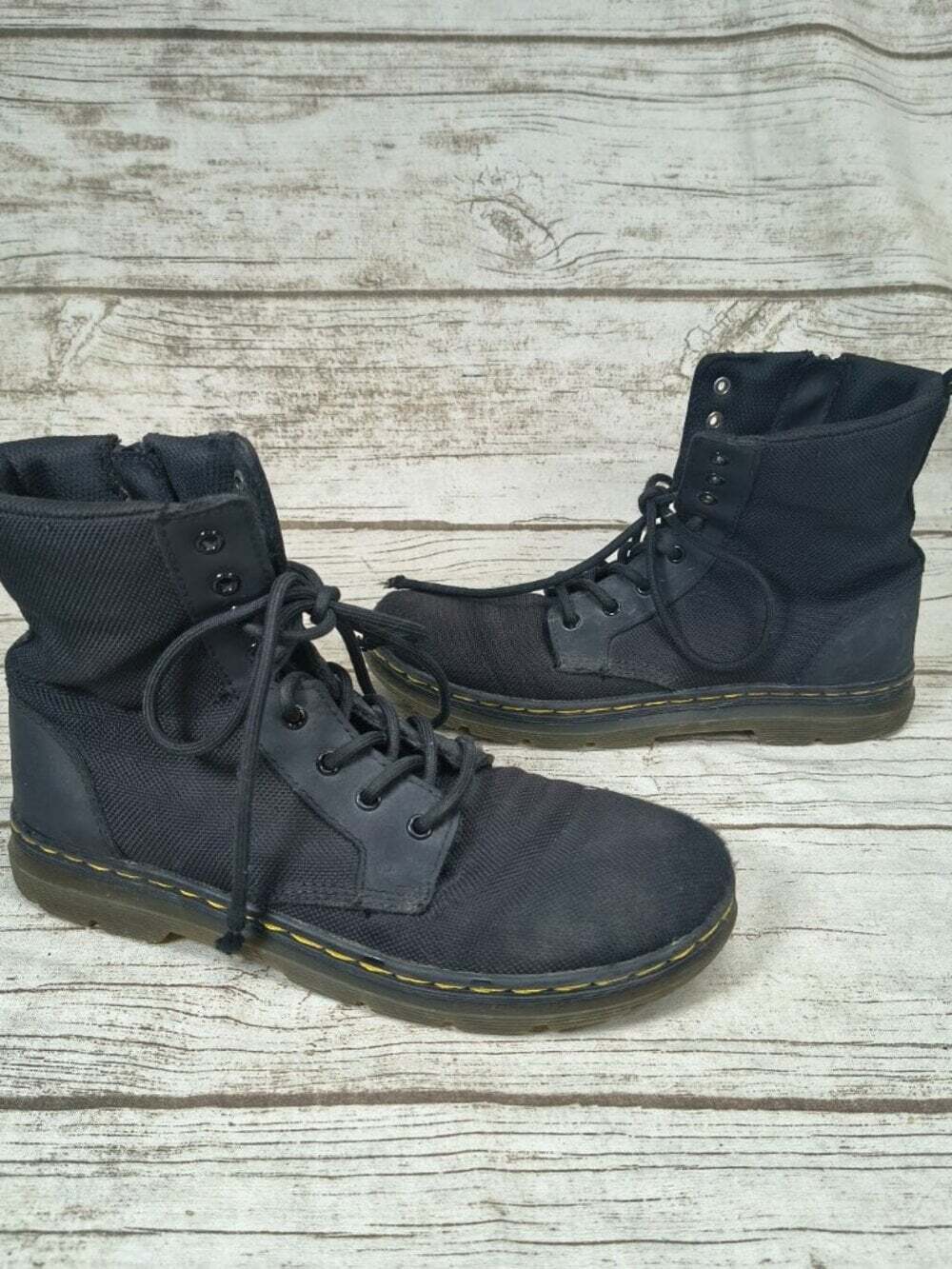 Dr. Martens Combs J Youth Black Nylon Canvas Lace Up Zip Ankle Boots US 4M 5L UK